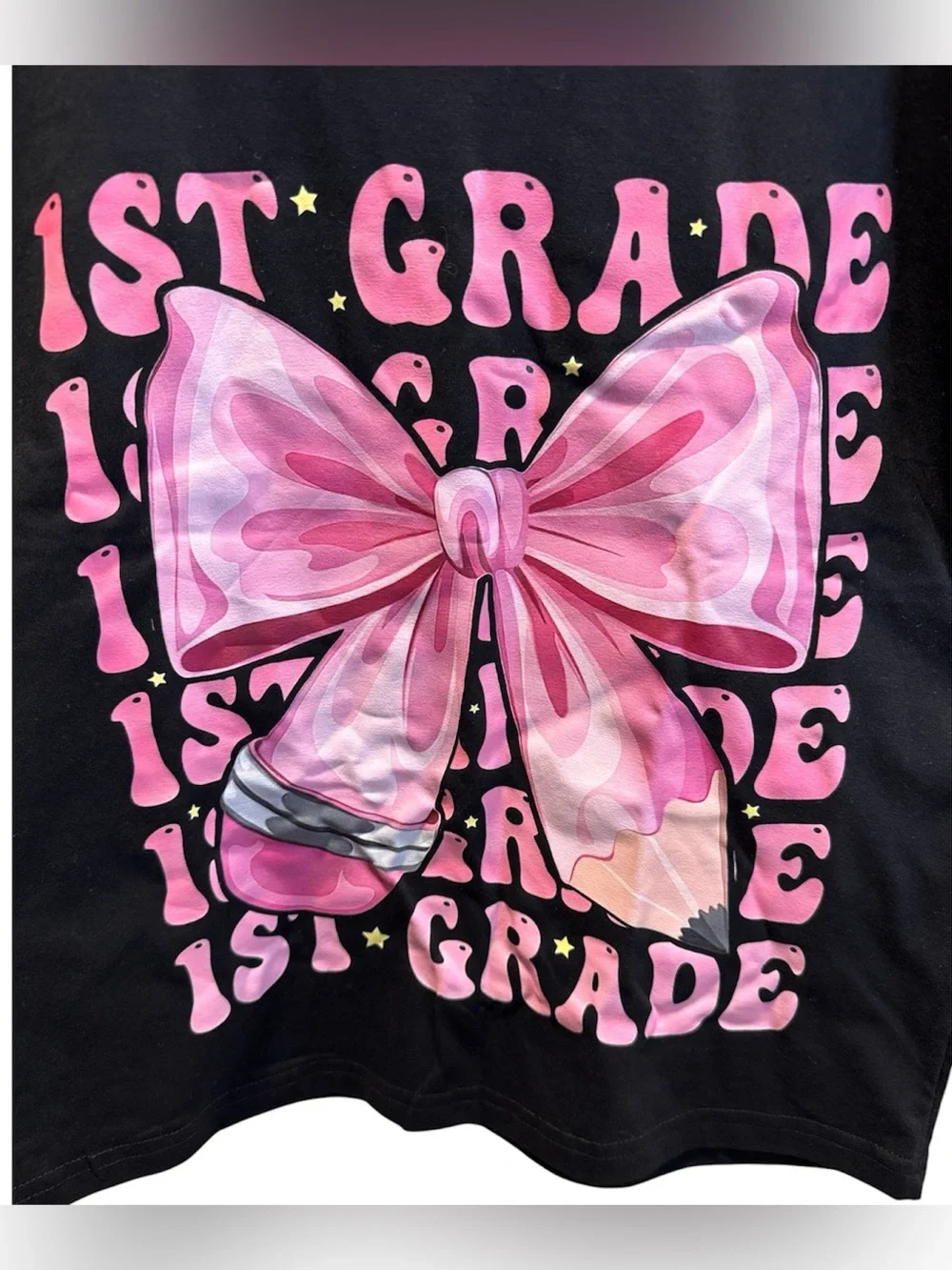 Next Level Apparel Kids Black Tee with Pink Bow 